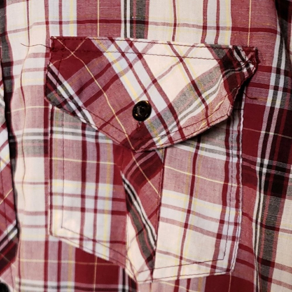 Irreverent Mens Red Plaid Short Sleeve Button Down Shirt XXL - Picture 3 of 7